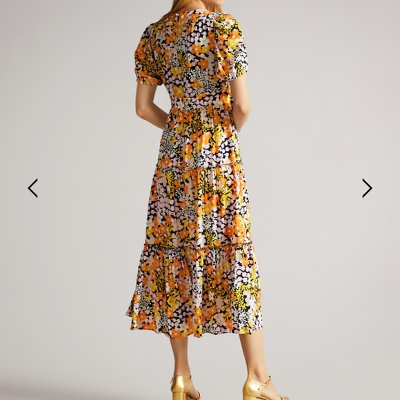 TED BAKER Printed Tiered Midi Dress - Picture 3 of 10